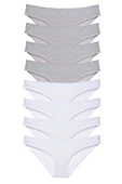 LitaeTrend 8 adet Süper Eko Set Likralı Kadın Slip Külot Gri Beyaz thumbnail 1