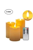 Plentiful Alevsiz Titreyen Led Mum Büyük Boy 3lü Set Kumandalı - 1