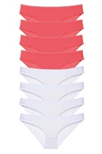 LitaeTrend 8 adet Eko Set Likralı Kadın Slip Külot Fuşya Beyaz thumbnail 1