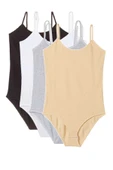 LitaeTrend 4 Adet İp Askılı Kadın Çıtçıtlı Body Siyah Beyaz Gri Ten thumbnail 1