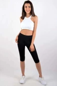 LitaeTrend Kota Kadın Kapri Sporcu Likralı Düz Tayt Siyah 4005 thumbnail 3