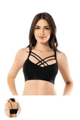LitaeTrend Kota 4 Adet Siyah Tül Modelli Çapraz İpli Büstiyer thumbnail 2