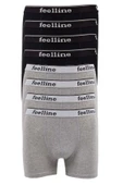 LitaeTrend 8 adet Feelline Siyah ve Gri Pamuklu Doğal Likralı Erkek Boxer thumbnail 1