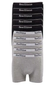 LitaeTrend 10 adet Feelline Siyah ve Gri Pamuklu Doğal Likralı Erkek Boxer thumbnail 1
