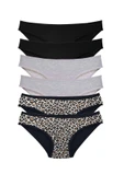 LitaeTrend 6 Adet Likralı Kadın Slip Külot Leopar Siyah Gri thumbnail 1