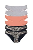 LitaeTrend 6 Adet Likralı Kadın Slip Külot Leopar Gri Pudra thumbnail 1