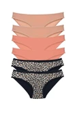 LitaeTrend 6 Adet Likralı Kadın Slip Külot Leopar Ten Pudra thumbnail 1