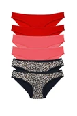 LitaeTrend 6 Adet Likralı Kadın Slip Külot Leopar Kırmızı Fuşya thumbnail 1