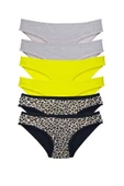 LitaeTrend 6 Adet Likralı Kadın Slip Külot Leopar Gri Sarı thumbnail 1