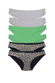 LitaeTrend 6 Adet Likralı Kadın Slip Külot Leopar Gri Yeşil thumbnail 1