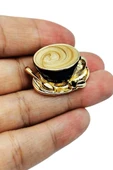 Kahve Fincanı Broş Retro Tasarım Latte Cup Brooch Kahveseverlere Hediye Aksesuar - 1