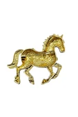 Beyaz At Broş Kristal Taşlı Zarif Horse Brooch Şık Hayvan Figürlü Aksesuar - 4