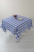 LitaeTrend Kareli Saçaklı Mavi Masa/piknik/sofra Örtüsü 165x170 Cm thumbnail 2