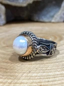 Otantik İnci Taşlı El Üretimi 925 Gümüş Yüzük thumbnail 3