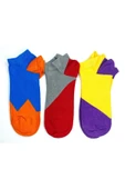 LitaeTrend 3 Çift Geometrik Desen Renkli Pamuklu Kadın Bilek Çorap thumbnail 1