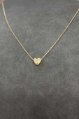 LitaeTrend Altın Kaplama Minimal Kalp Tasarım İnce Zincirli Kolye 40 cm thumbnail 3