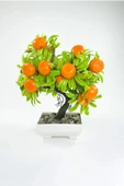 LitaeTrend Dekor Ağaç Portakal Ağacı Saksılı Dekoratif Ağaç Biblo 24x13 cm - 1