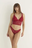 LitaeTrend Bordo Destekli V Yaka Dantelli Büstiyer Takımı 5567 thumbnail 4