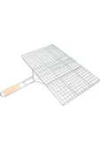 LitaeTrend Ahşap Saplı Mangal Izgarası Galvanizli Paslanmaz Kafes Demir 30 x 40 cm - 4