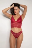 LitaeTrend Bordo Destekli V Yaka Dantelli Büstiyer Takımı 5567 thumbnail 7