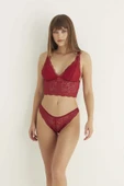 LitaeTrend Bordo Destekli V Yaka Dantelli Büstiyer Takımı 5567 thumbnail 3