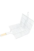 LitaeTrend Ahşap Saplı Mangal Izgarası Galvanizli Paslanmaz Kafes Demir 25 x 40 cm - 3