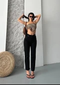 Mom fit enzim taş yıkama jeans pantolon siyah d2006 thumbnail 2
