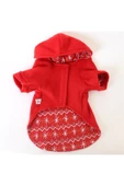 MAXSTYLESPET Kardan Adam Nakışlı Astarlı Kırmızı Pet Ceket Kedi Köpek Kıyafeti thumbnail 3