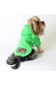 MAXSTYLESPET Love Nakışlı Kapşonlu Pet Sweatshirt Yeşil Köpek Kedi Hoodie thumbnail 1