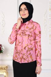 Desenli Bluz - Pembe - 1