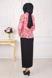 Desenli Bluz - Pembe - 2
