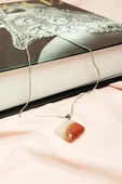 LitaeTrend Akik Doğal Taşı Zincirli El Yapımı Kolye Uç: 3 cm Zincir: 20 cm kutulu - 7