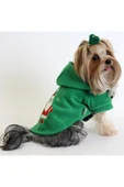 MAXSTYLESPET Noel Baba Nakışlı Astarlı Yeşil Pet Ceket Kedi Köpek Kıyafeti thumbnail 1