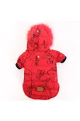 MAXSTYLESPET Pet Mont Imza Desenli Kırmızı Köpek Kedi Kıyafeti - 3