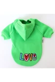 MAXSTYLESPET Love Nakışlı Kapşonlu Pet Sweatshirt Yeşil Köpek Kedi Hoodie thumbnail 3