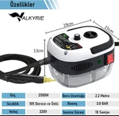 Valkyrie 2500W Yüksek Basınçlı Buharlı Temizleyici 115°C 3 Başlık Ayarlanabilir Güç Derin Temizlik Makinesi thumbnail 5