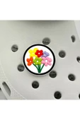 Crocs Terlik Süsü ve Aksesuarı , Çanta Süsü – Jibbitz 3D Çiçekli Yuvarlak Tablo Logo Aksesuar - 2