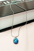 LitaeTrend Sodalit Doğal Taşı Zincirli El Yapımı Kolye Uç: 1,5 cm Zincir: 20 cm Kutulu thumbnail 2
