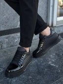 KB-X46 Kuback Siyah Rugan Yüksek Siyah Taban Günlük Spor Ayakkabı thumbnail 7