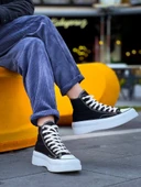 KB-CX-3 Kuback Uzun Siyah Keten Beyaz Yüksek Taban Spor Ayakkabı thumbnail 12