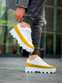 KB-056 Kuback Beyaz Sarı Detaylı Beyaz Yüksek Taban Günlük Spor Ayakkabı thumbnail 2