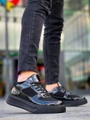 KB-X8 Kuback Siyah Rugan Yüksek Siyah Taban Günlük Spor Ayakkabı thumbnail 3