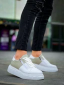 KB-X155 Kuback Beyaz Cilt Gri Süet Detaylı Beyaz Yüksek Taban Günlük Spor Ayakkabı thumbnail 3