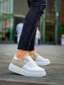 KB-X155 Kuback Beyaz Cilt Gri Süet Detaylı Beyaz Yüksek Taban Günlük Spor Ayakkabı thumbnail 4