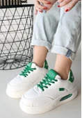 Chris Beyaz Cilt Yeşil Detaylı Bağcıklı Spor Ayakkabı thumbnail 2