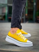 KB-CX-3 Kuback Kısa Sarı Keten Beyaz Yüksek Taban Spor Ayakkabı thumbnail 3