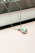 LitaeTrend Havlit Doğal Taşı Zincirli El Yapımı Kolye Uç: 2 cm Zincir: 20 cm Kutulu - 4