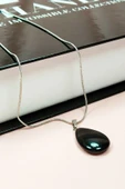 LitaeTrend Onix Kuvars Doğal Taşı Zincirli El Yapımı Kolye Uç: 2 cm Zincir: 20 cm Kutulu thumbnail 7
