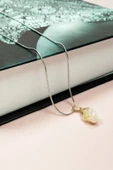 LitaeTrend Sitrin Doğal Taşı Zincirli El Yapımı Kolye Uç: 2 cm Zincir: 20 cm Kutulu thumbnail 6