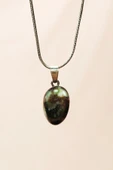 LitaeTrend Turmalin Doğal Taşı Zincirli El Yapımı Kolye Uç: 2 cm Zincir: 20 cm Kutulu thumbnail 3